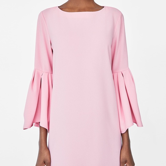 Zara Pink Pleated Sleeves Dress - Picture 2 of 4
